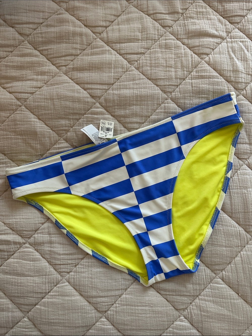 NWT Aerie Blue and White Checkered Striped Bikini Bottom XL